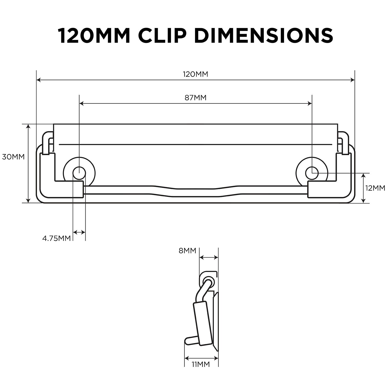 120 mm Black Clipboard Clip