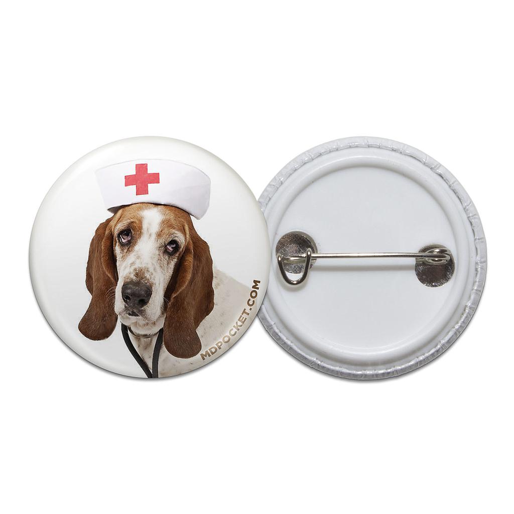 Basset Hound Nurse Button