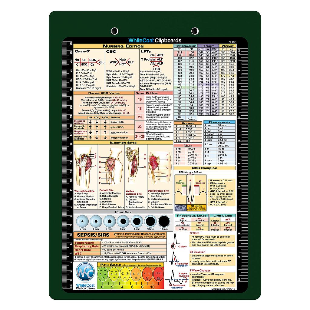 WhiteCoat Clipboard® Flat Aluminum - Nursing Edition