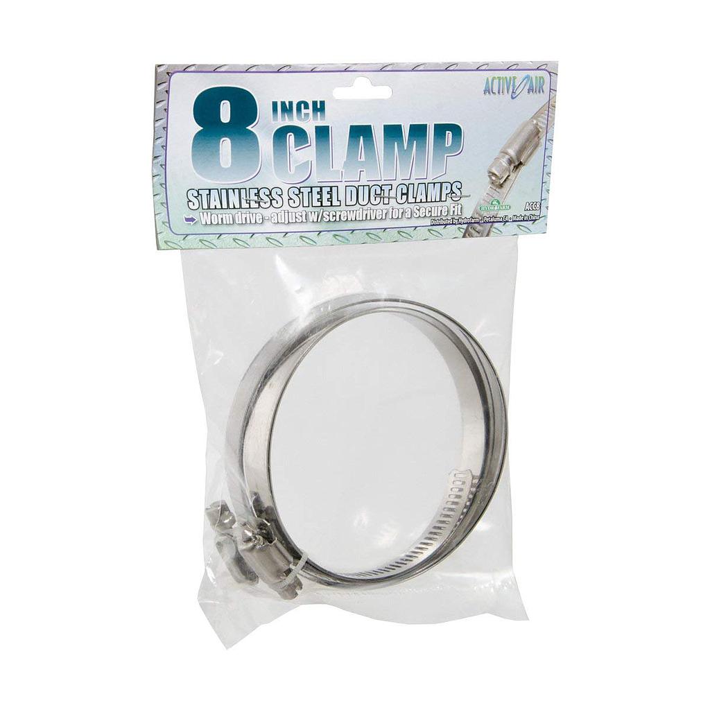 Hydrofarm Active Air Stainless Steel Duct Clamps, 8&quot; (Pack of 2)